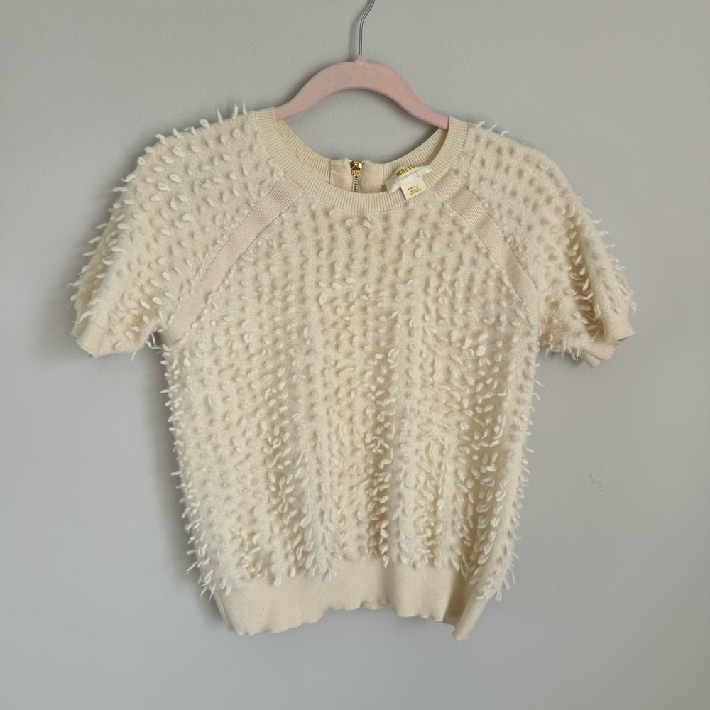 Anthropology Maeve Scottie Textured  wool Sweater Tee, size Small - Picture 2 of 12
